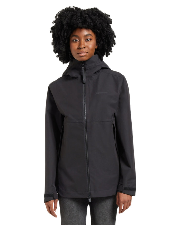 Black coloured Didriksons Tove Womens Jacket on white background #colour_black