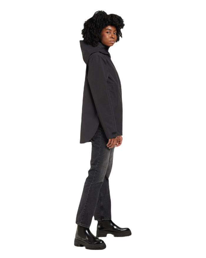 Black coloured Didriksons Tove Womens Jacket on white background #colour_black