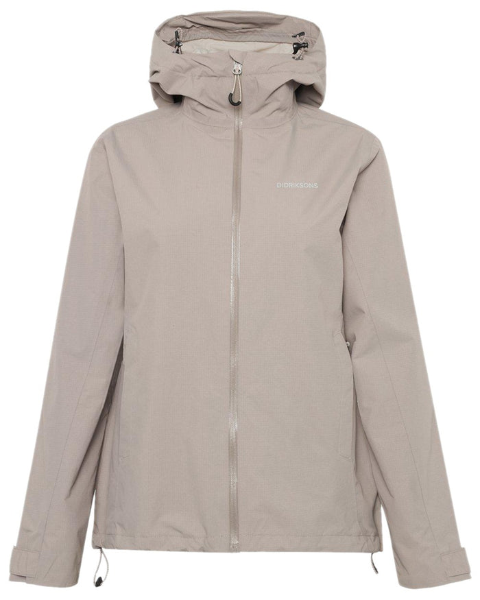 Ash Brown Coloured Didriksons Womens Trinya Jacket on white background #colour_ash-brown