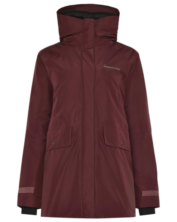 Old Rust Coloured Didriksons Womens Tuva Parka on white background #colour_old-rust