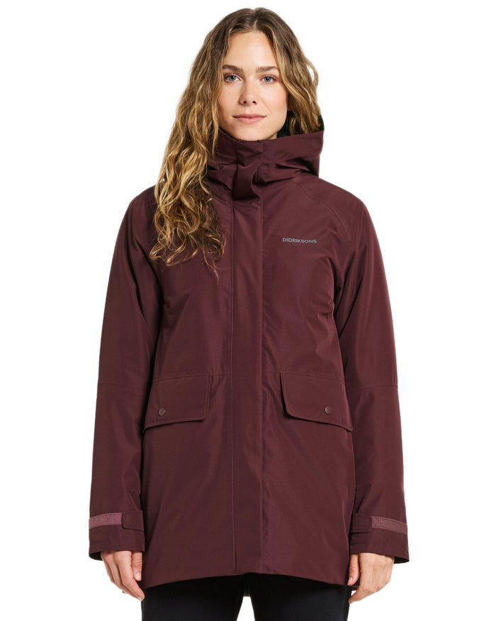 Old Rust Coloured Didriksons Womens Tuva Parka on white background #colour_old-rust