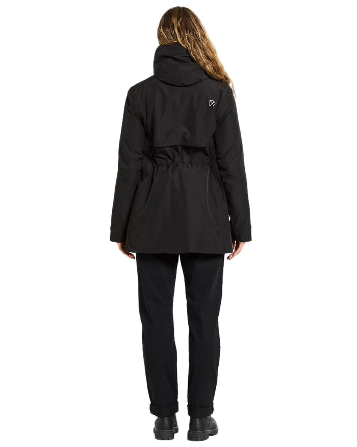 Black Coloured Didriksons Womens Tuva Parka on white background #colour_black