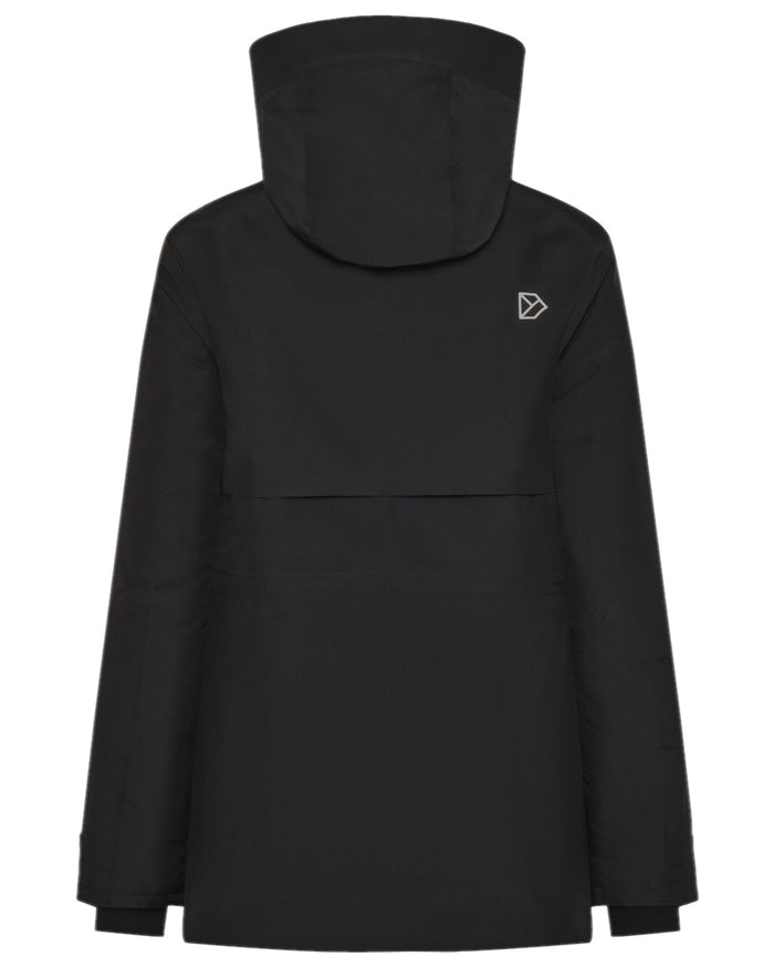 Black Coloured Didriksons Womens Tuva Parka on white background #colour_black