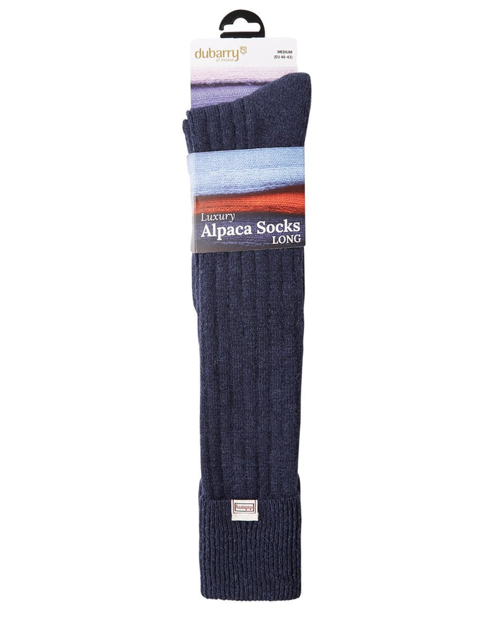 Navy Coloured Dubarry Alpaca Socks on white background #colour_navy