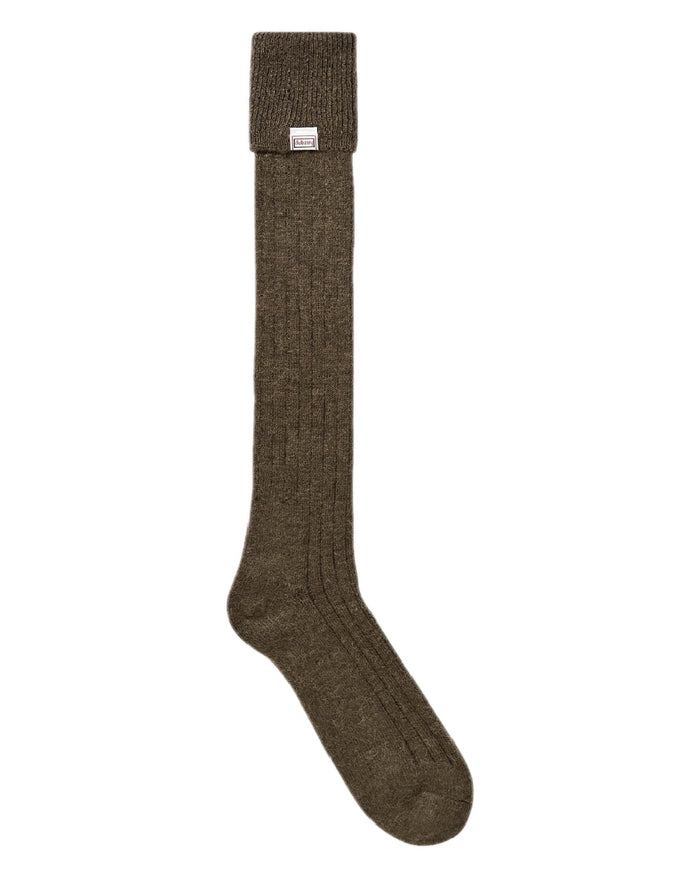 Olive Coloured Dubarry Alpaca Socks on white background #colour_olive
