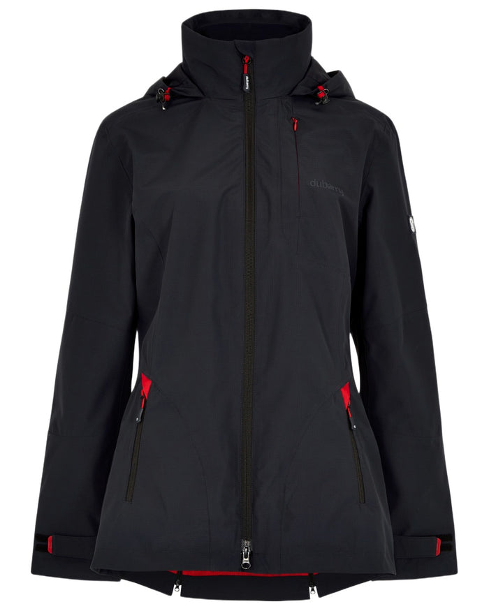 Navy coloured Dubarry Capeclear Waterproof Jacket on white background #colour_navy