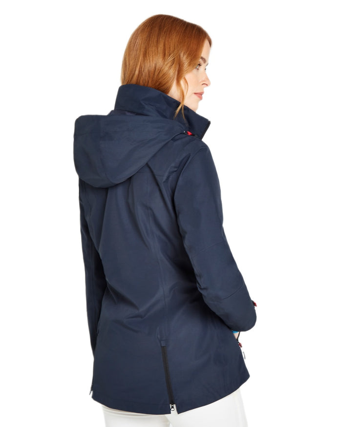 Navy coloured Dubarry Capeclear Waterproof Jacket on white background #colour_navy