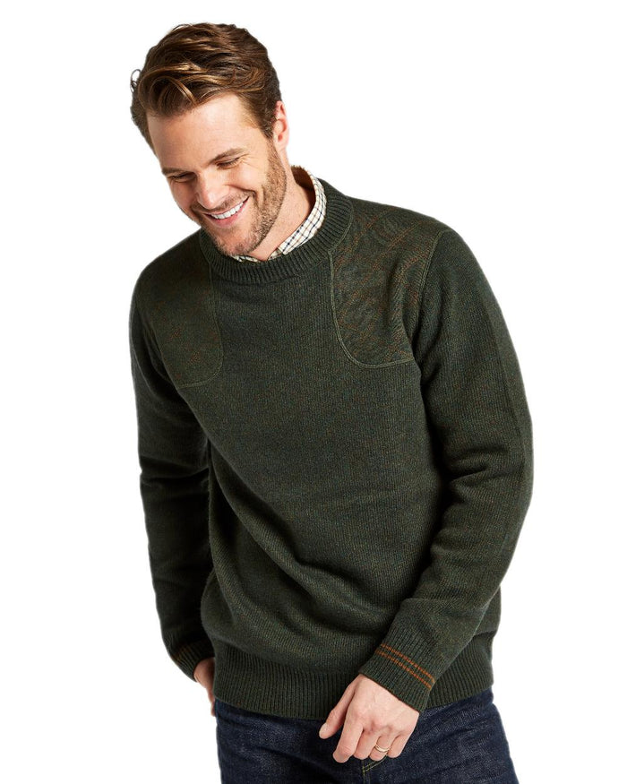 Olive Coloured Dubarry Clarinbridge Crew Neck Sweater on white background #colour_olive
