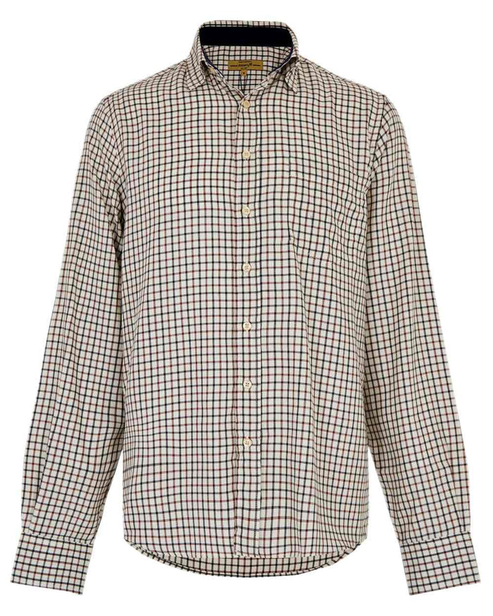 Ox Blood Coloured Dubarry Connell Tattersal Check Shirt on white background #colour_ox-blood