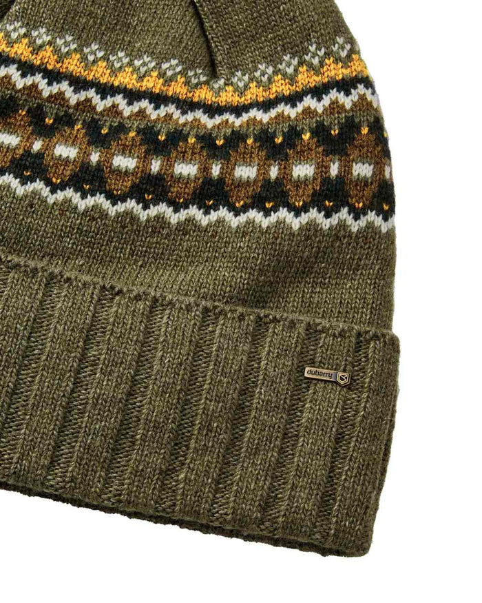 Dusky Green Coloured Dubarry Kilcormac Ladies Knitted Hat On A White Background #colour_dusky-green