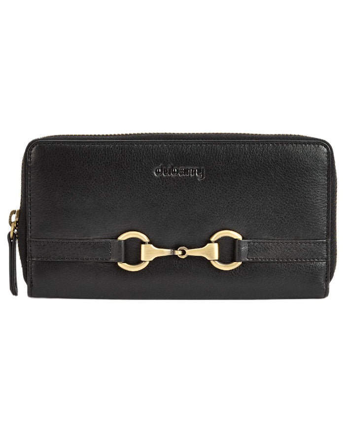 Black Coloured Dubarry Killucan Leather Wallet on white background #colour_black