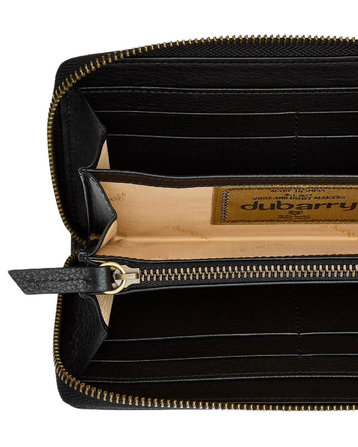 Black Coloured Dubarry Killucan Leather Wallet on white background #colour_black