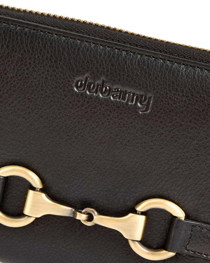 Black Coloured Dubarry Killucan Leather Wallet on white background #colour_black