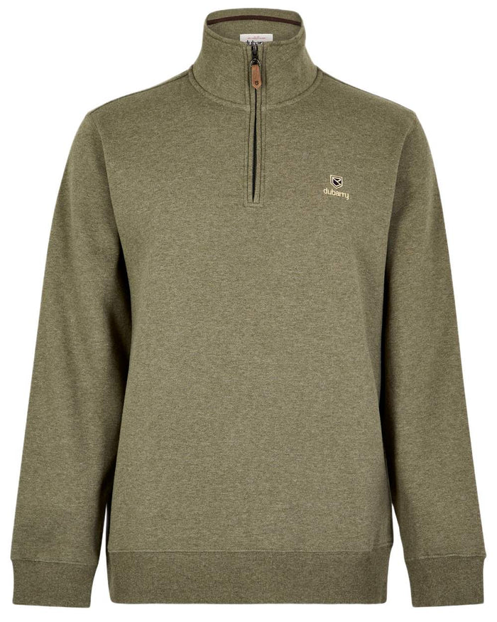 Kelp coloured Dubarry Mens Boyce Zip Neck Sweater on white background #colour_kelp
