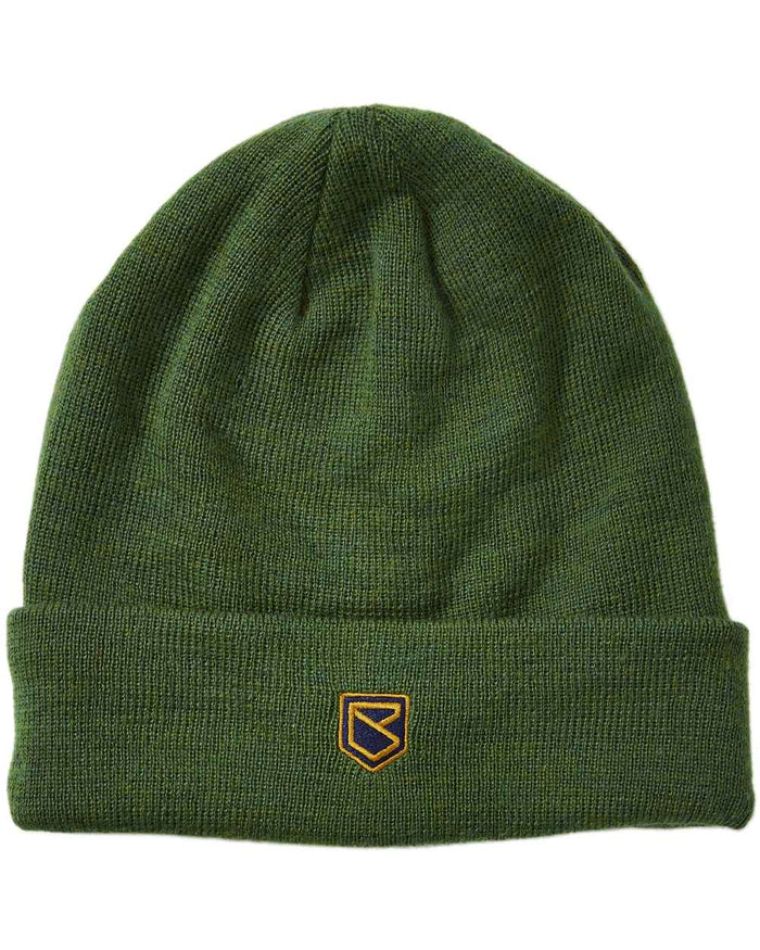 Olive Coloured Dubarry Mens Clonmellon Knitted Beanie on white background #colour_olive
