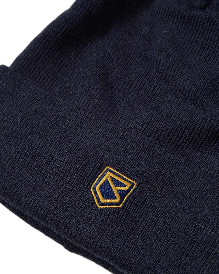 Navy Coloured Dubarry Mens Clonmellon Knitted Beanie on white background #colour_navy