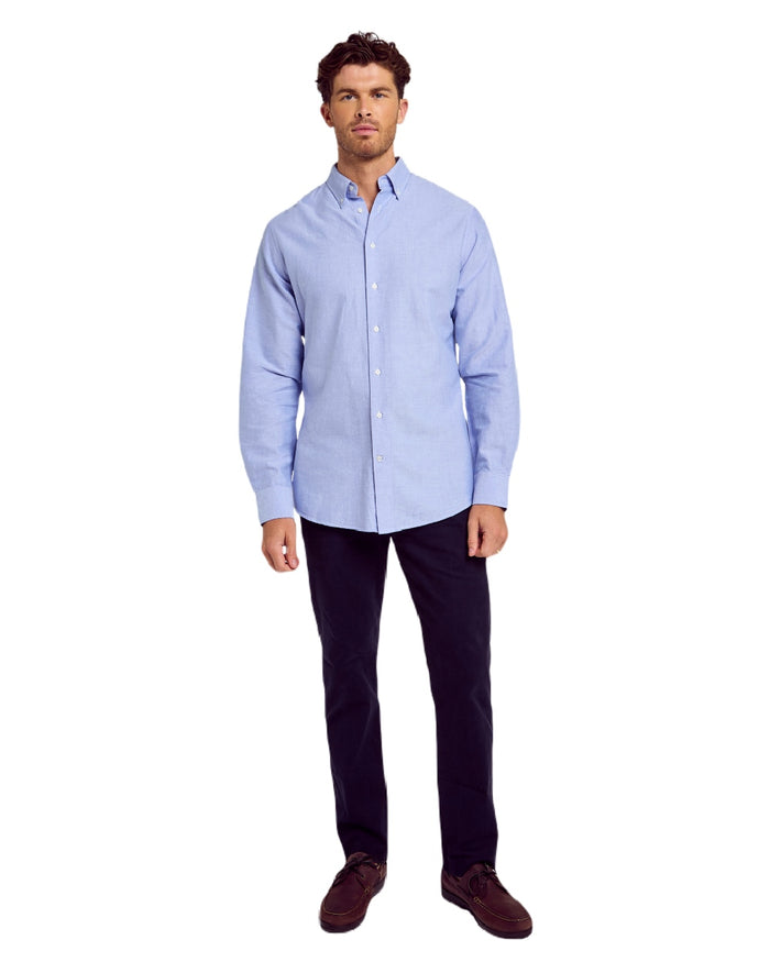 Pale Blue coloured Dubarry Mens Clontarf Oxford Shirt on white background #colour_pale-blue