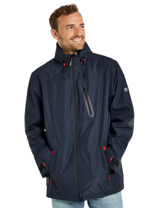 Navy coloured Dubarry Mens Crossbarry Waterproof Jacket on white background #colour_navy