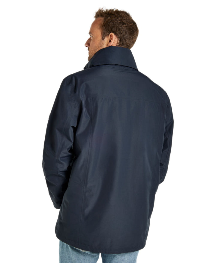Navy coloured Dubarry Mens Crossbarry Waterproof Jacket on white background #colour_navy