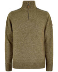 Dusky Green Coloured Dubarry Mens Doherty Zip Neck Sweater on white background #colour_dusky-green