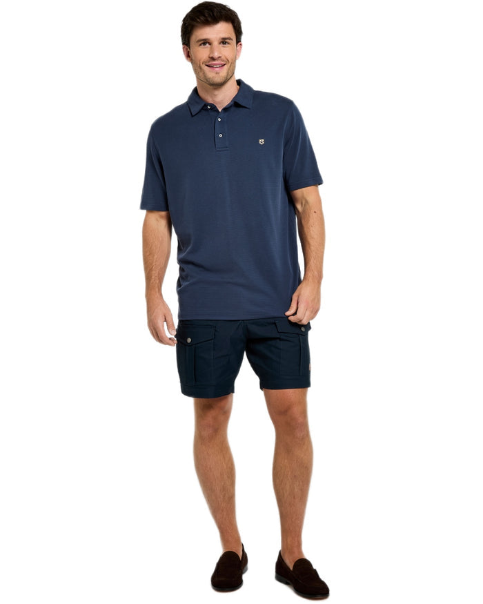 Navy coloured Dubarry Mens Gilligan Tencel Modal Polo T-Shirt on white background #colour_navy