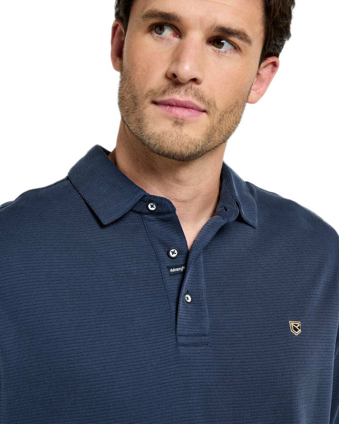 Navy coloured Dubarry Mens Gilligan Tencel Modal Polo T-Shirt on white background #colour_navy