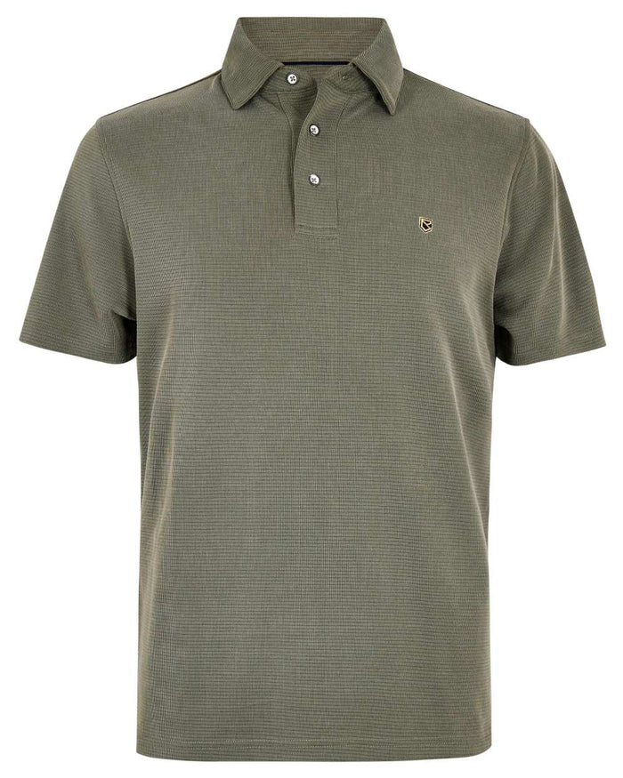 Olive coloured Dubarry Mens Gilligan Tencel Modal Polo T-Shirt on white background #colour_olive