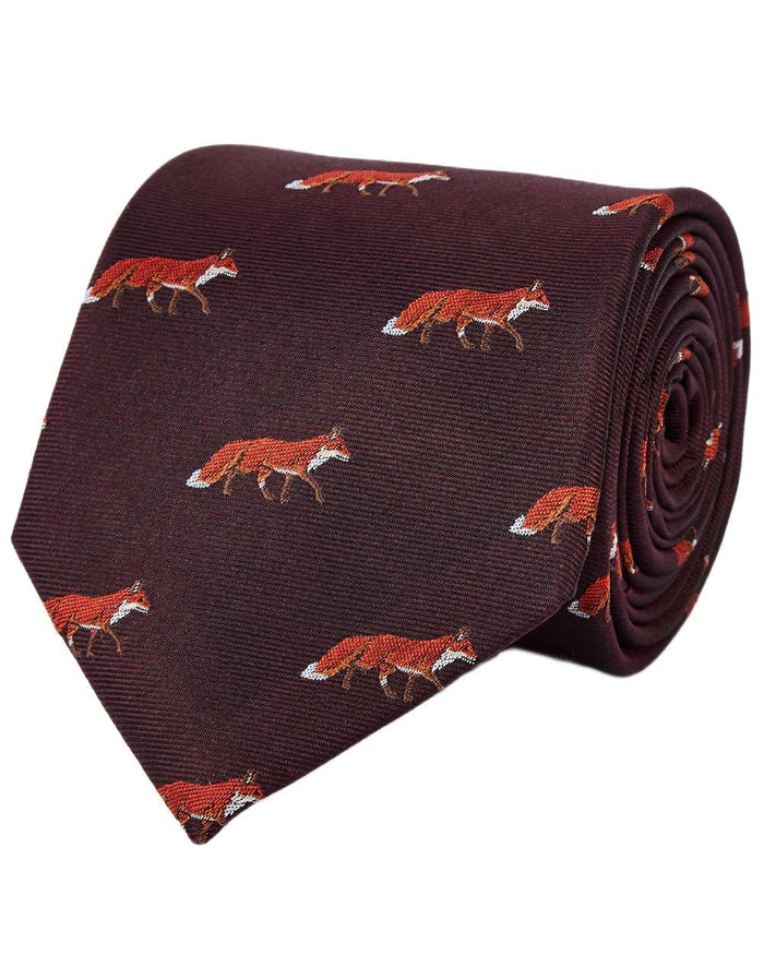 Merlot Coloured Dubarry Mens Kavanagh 100% Silk Woven Tie on white background #colour_merlot