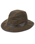 Olive Coloured Dubarry Mens Macreddin Wax Bucket Hat on white background #colour_olive