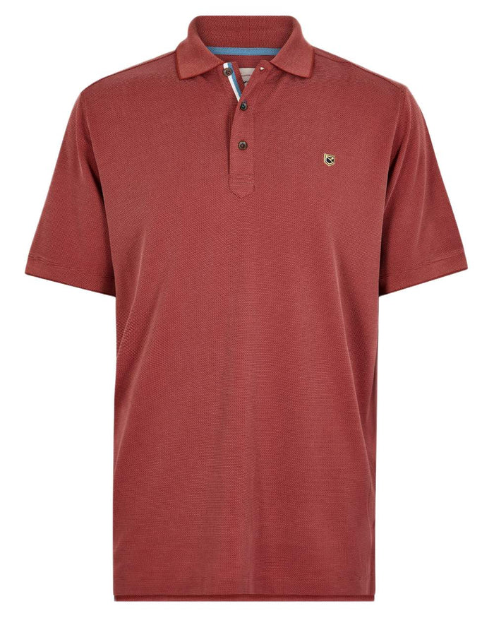 Wine Red Coloured Dubarry Mens Morrison Polo Shirt on white background #colour_wine-red