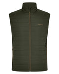 Olive coloured Dubarry Mens Solent Lightweight Hybrid Gilet on white background #colour_olive