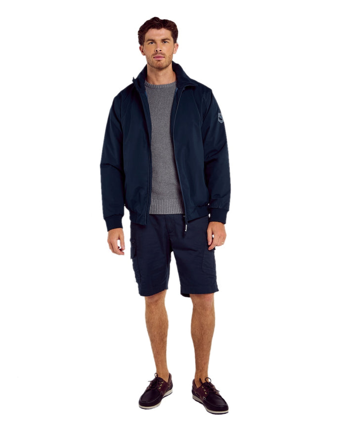 Navy coloured Dubarry Mens Starboard Waterproof Blouson Jacket on white background #colour_navy