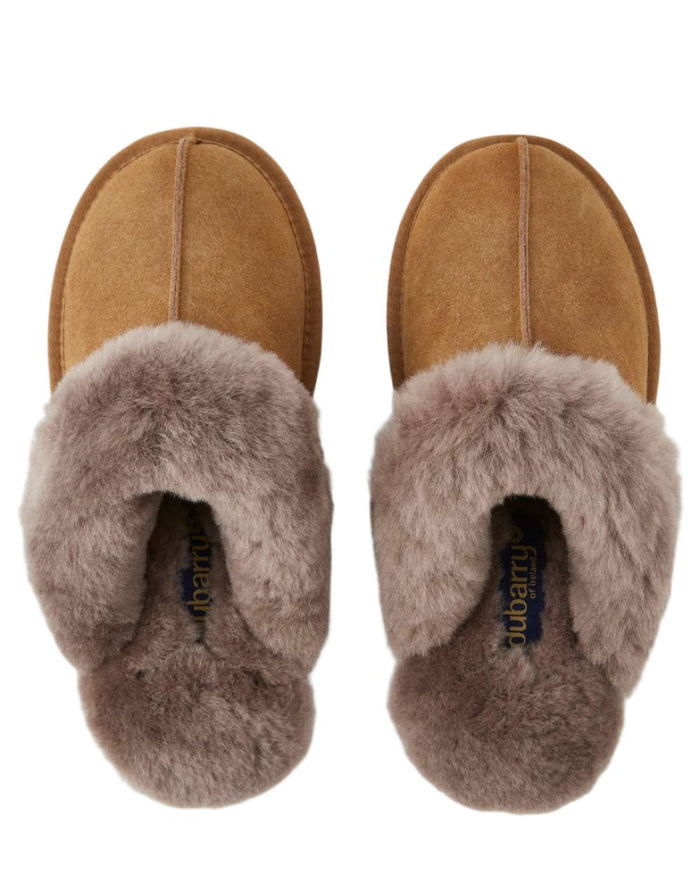Sand Coloured Dubarry Rockmill Slip On Slippers On A White Background #colour_sand