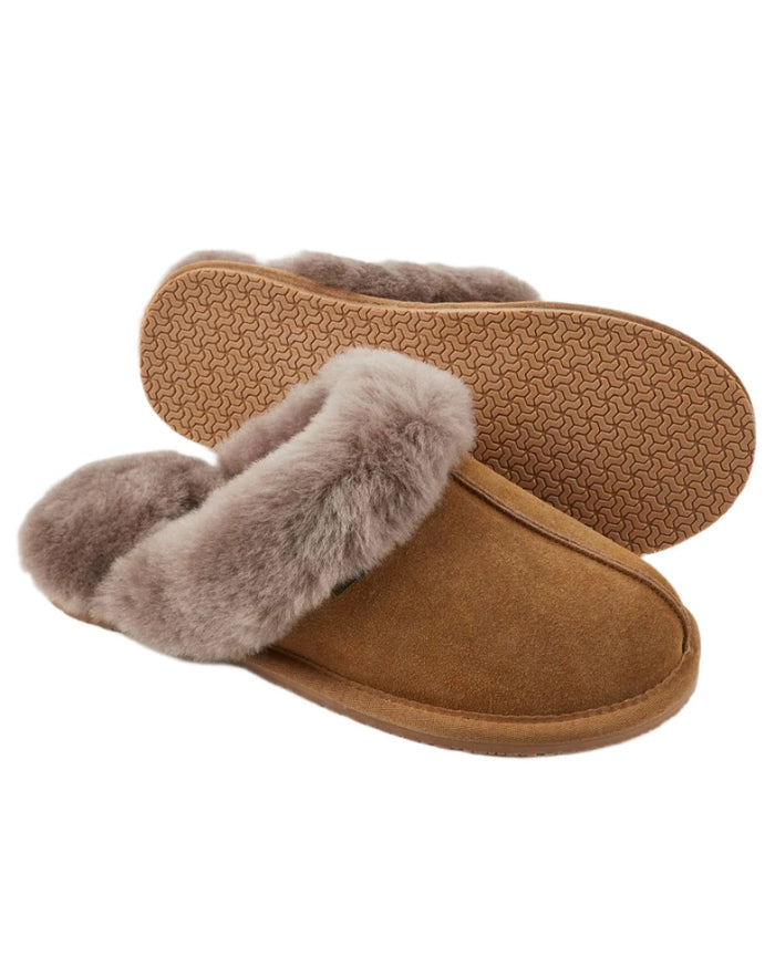 Sand Coloured Dubarry Rockmill Slip On Slippers On A White Background #colour_sand