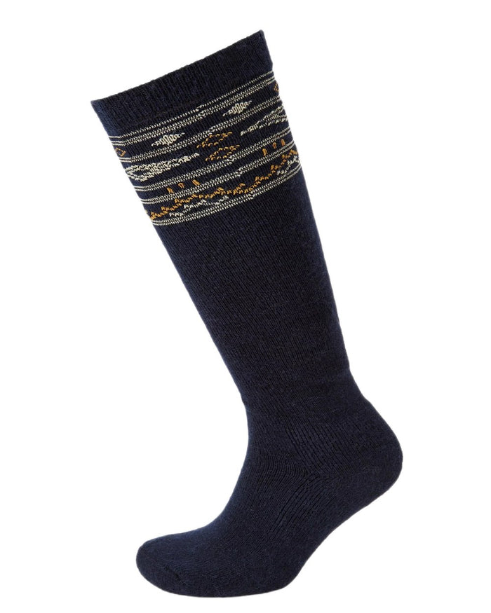 Navy Coloured Dubarry Rolestown Fair Isle Alpaca Socks on white background #colour_navy