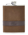 Walnut coloured Dubarry Rugby Hip Flask on white background #colour_walnut