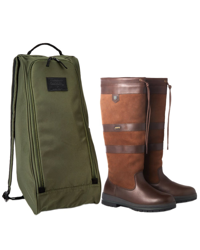 Olive Coloured Dubarry Westcourt PVC Boots Bag on white background #colour_olive