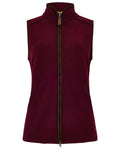 Ox Blood Coloured Dubarry Womens Carbury Fleece Gilet on white background #colour_ox-blood