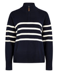 Navy coloured Dubarry Womens Fonthill Zip Neck Sweater on white background #colour_navy