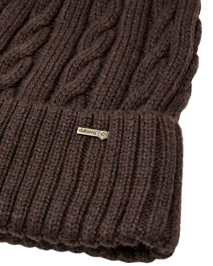 Elk Coloured Dubarry Womens Forester Knitted Bobble Hat on white background #colour_elk