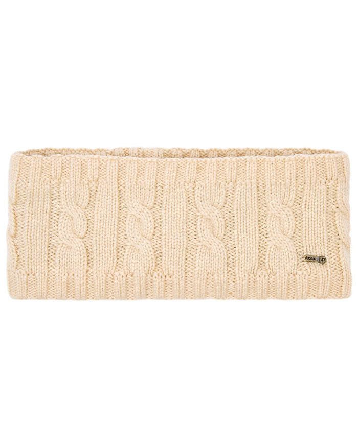 Chalk Coloured Dubarry Womens Gleeson Cable Knit Headband on white background #colour_chalk