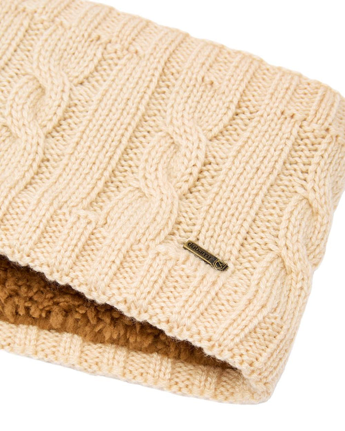 Chalk Coloured Dubarry Womens Gleeson Cable Knit Headband on white background #colour_chalk