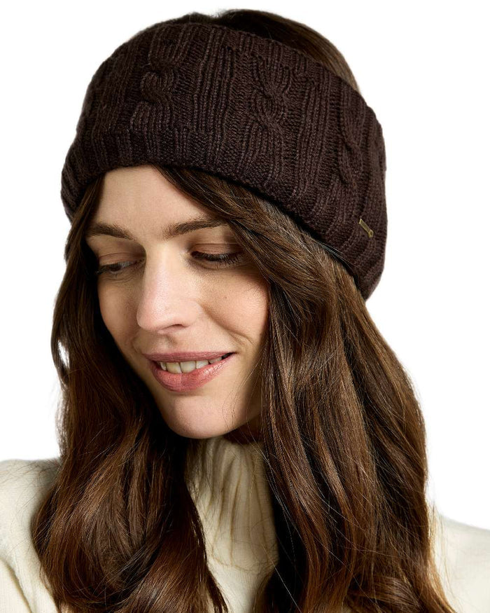 Elk Coloured Dubarry Womens Gleeson Cable Knit Headband on white background #colour_elk