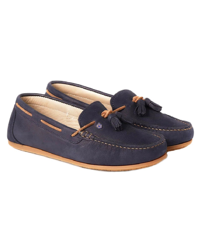 Navy coloured Dubarry Womens Jamaica Deck Shoes on white background #colour_navy