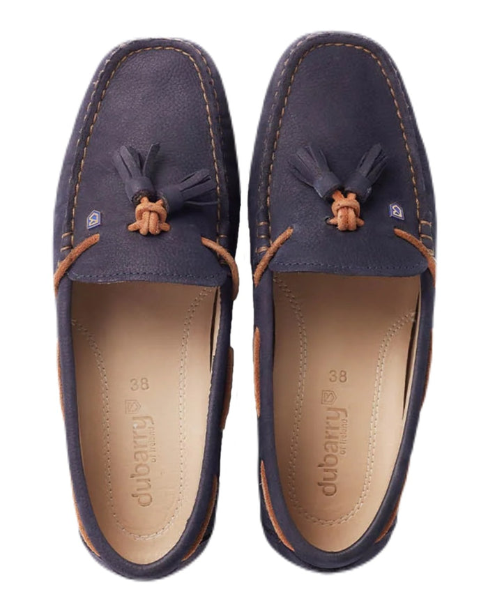 Navy coloured Dubarry Womens Jamaica Deck Shoes on white background #colour_navy