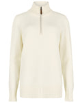 Chalk Coloured Dubarry Womens Markham Zip Neck Sweater on white background #colour_chalk