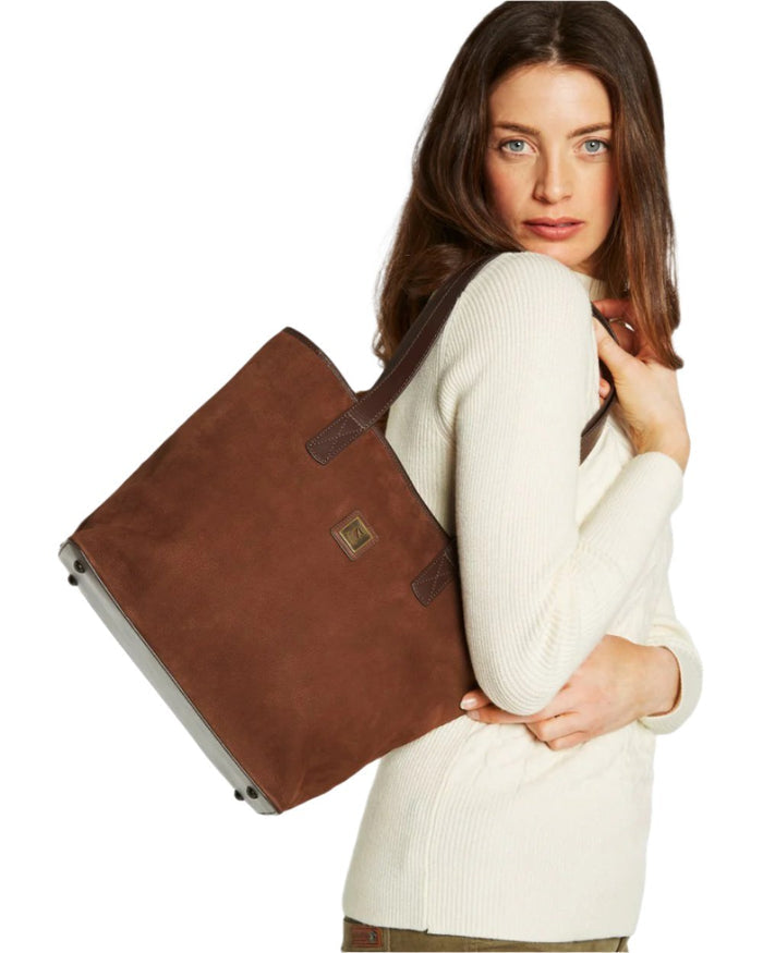 Walnut Coloured Dubarry Womens Rosemount Tote Bag on white background #colour_walnut