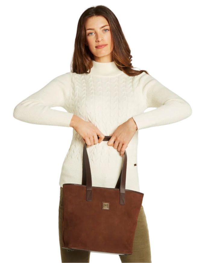 Walnut Coloured Dubarry Womens Rosemount Tote Bag on white background #colour_walnut
