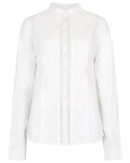 White Coloured Dubarry Womens Waterlily Mandarin Collar Shirt on white background #colour_white