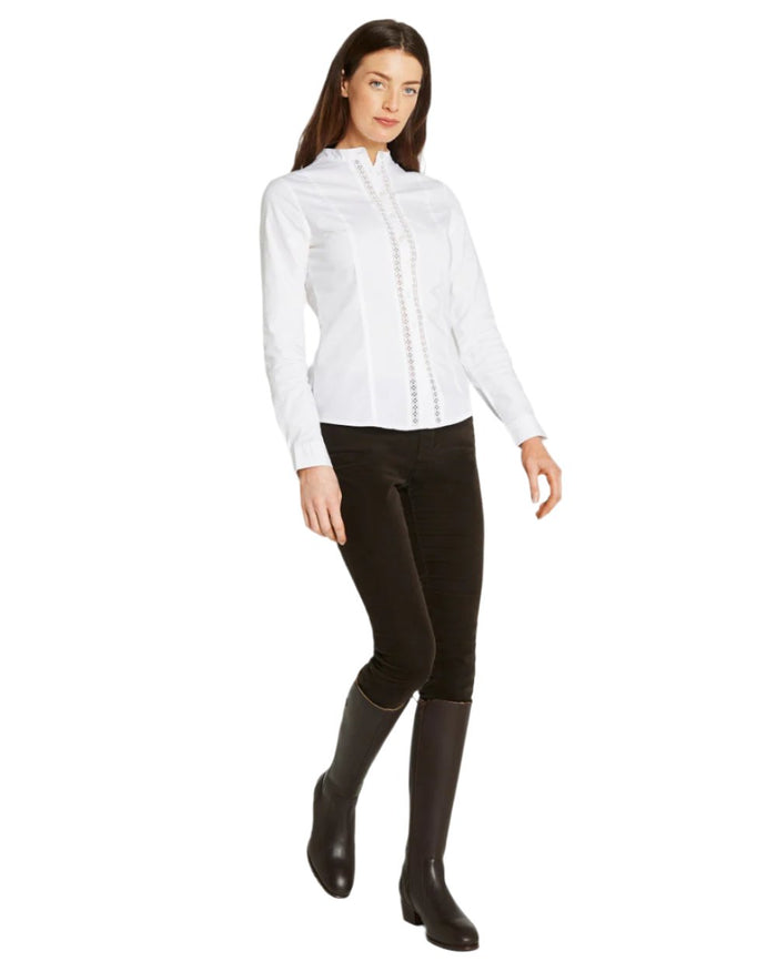 White Coloured Dubarry Womens Waterlily Mandarin Collar Shirt on white background #colour_white